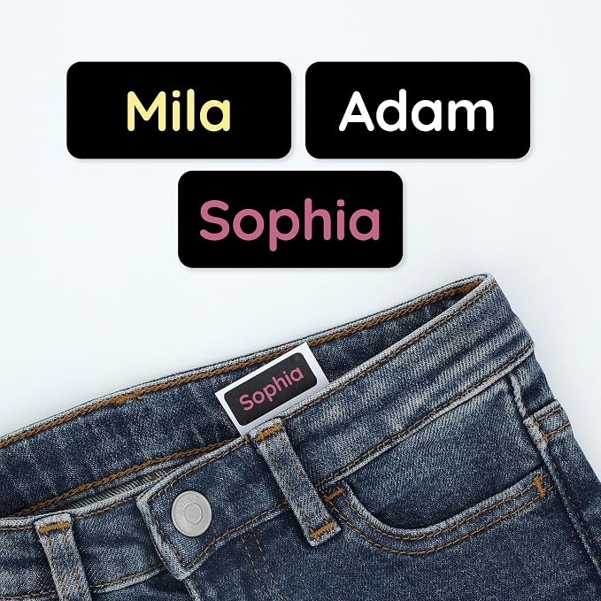 TeddyLabels - Clothing Labels for Nursing Home (180) – Self-Adhesive Name Tags for Clothes and Personal Items. Personalized Labels for Daycare, Nursing Homes, and Laundry Use - Black