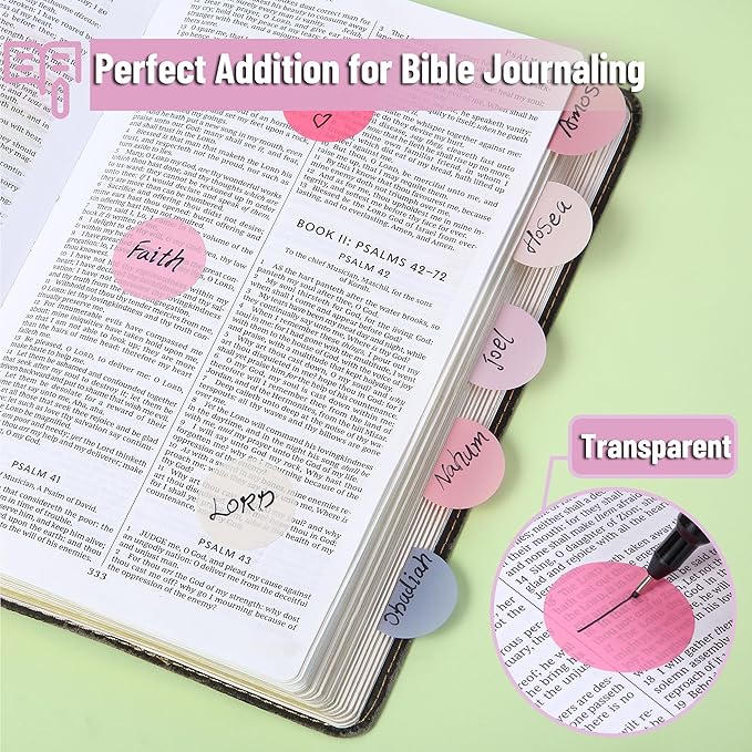 Mr. Pen- Round Transparent Sticky Notes, 1.1” Diameter, 14 Pads, 560 Sheets, Colorful, Water-Resistant See-Through Sticky Notes & Fineliner, Smooth Writing, Note Tabs for Bible Journaling, Studying