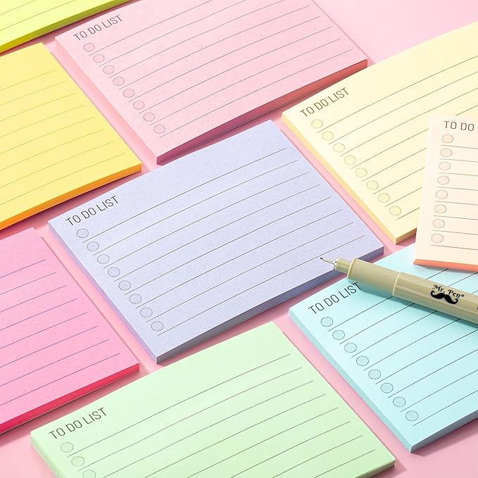 Mr. Pen- to Do List Sticky Notes, 3"x4", 9 Pads, 360 Sheets, Lined Checklist Sticky Pads with Smooth Writing, Easy Peel-Off, Thick Paper for Planning, Office, School & Daily Tasks