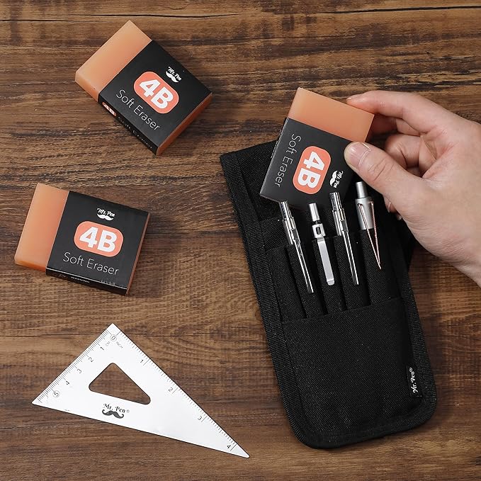 Mr. Pen- Extra Large Soft Erasers, 3" x 2", 3 Pack, 4B Rubber Rectangular Pencil Erasers for Kids, School, Students Office, Art and Drawing, Smudge-Free