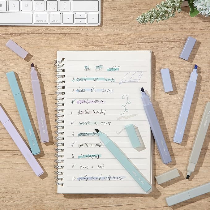 Mr. Pen- Aesthetic Highlighters No Bleed, 8 Pack, Pastel Colors, Chisel Tip, Cute Highlighters Assorted Colors for Journaling, Highlighting, Underlining, Fast Dry, Back to School Supplies
