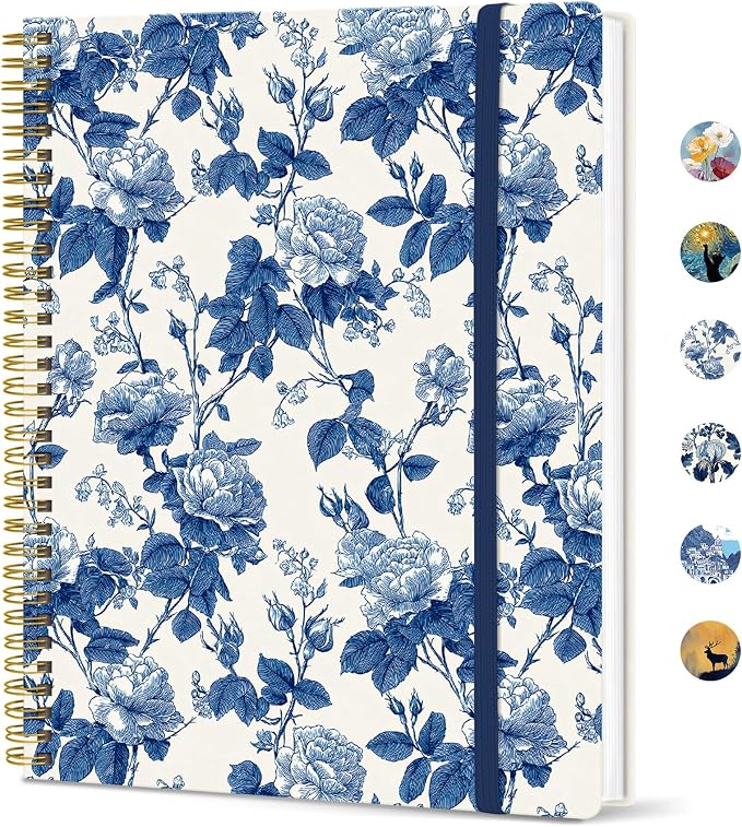 Taja Large Spiral Lined Journal for Women and Men, Notebook for Work