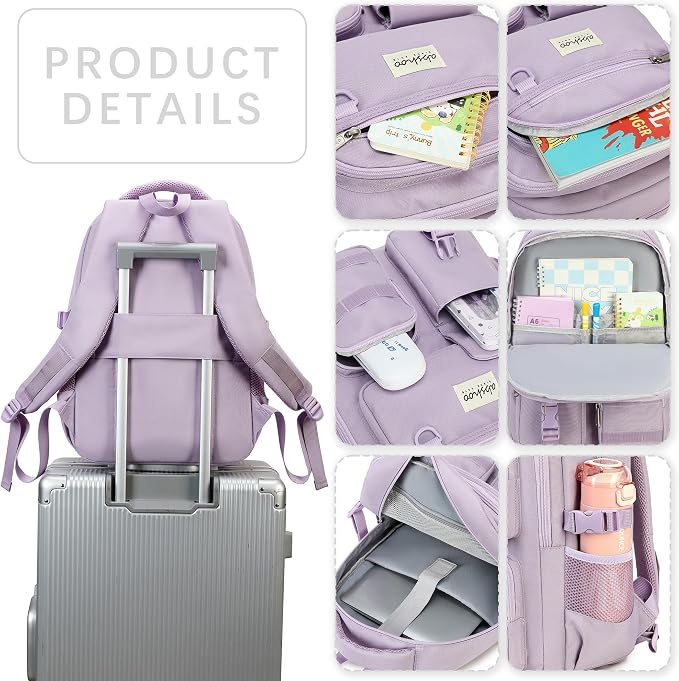abshoo Large Heavy Duty Backpack For School College Bookbag Casual Multi Pocket Travel Backpacks
