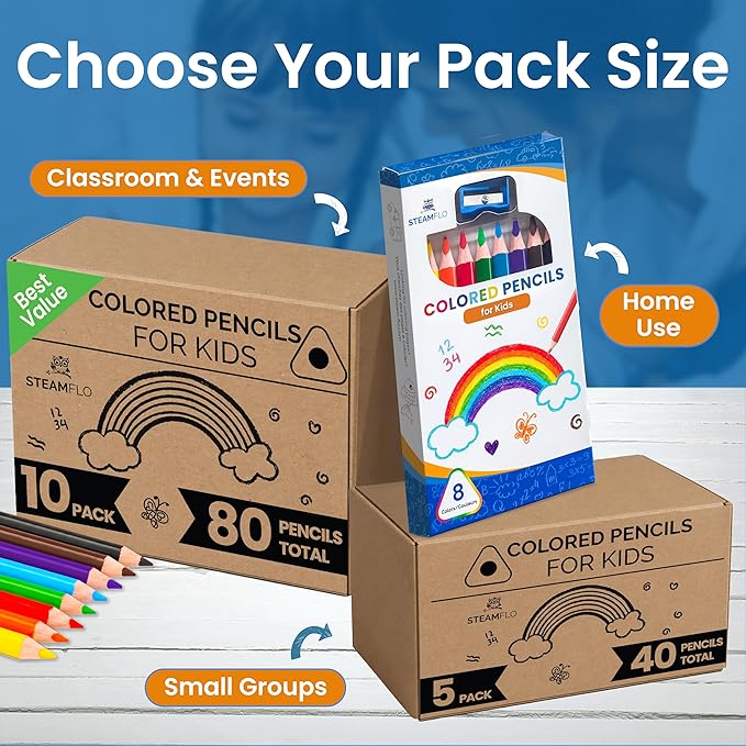 Colored Pencils for Toddlers 3-4 Years – Kids Pencils for Beginners, Toddlers and Preschoolers, Jumbo Triangle Shape for Easy Grip, Thick Colored Core for Easy Coloring and Less Breakage (10 Pack)