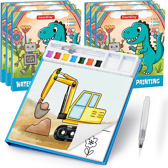 Paint with Water Coloring Book for Toddlers, Watercolor Books for Kids, Mess-Free Water Painting Kit with Brush, Christmas Gift, Party Favors, Arts Crafts for Boys Girls, Preschool Homeschool