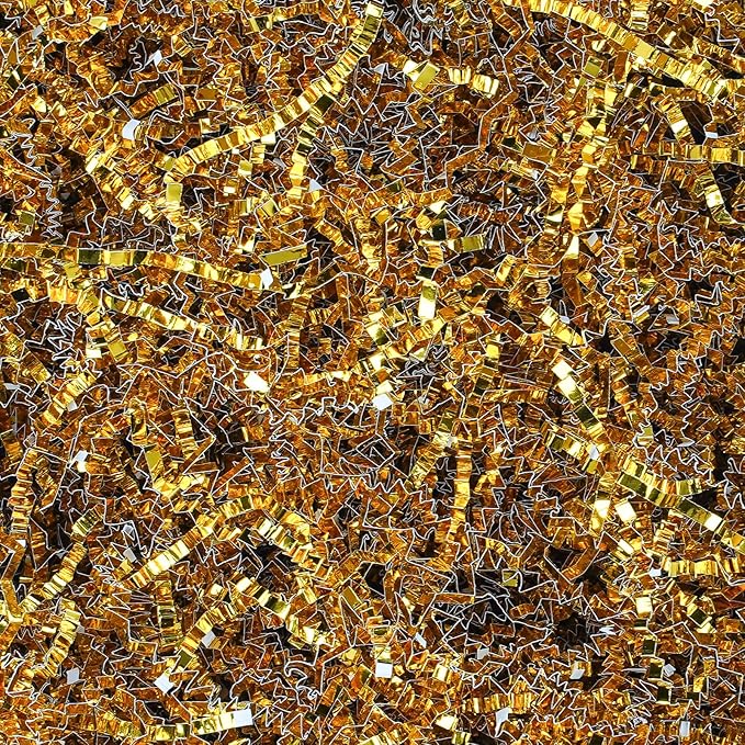 TANMWZK Crinkle Cut Paper Shred Filler 2 LB for Gift Wrapping, Baskets, Christmas, Halloween, Wedding Decorations, Easter Grass, Crafting Activities (Gold)