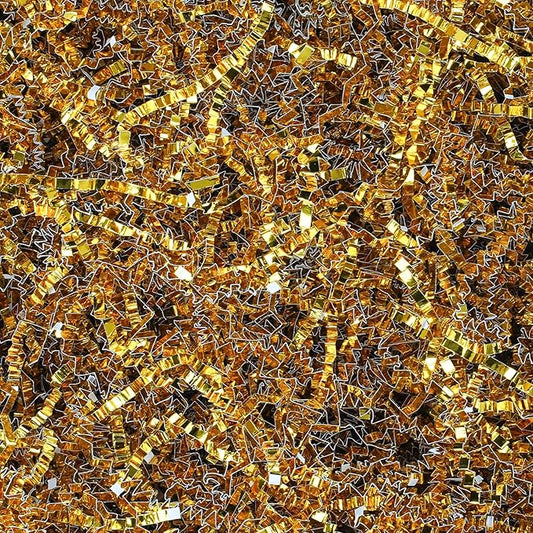 TANMWZK Crinkle Cut Paper Shred Filler 8 oz (1/2 lb) Gift Wrapping & Gift Basket Filler for Christmas,Halloween & Wedding Decorations,Easter Basket Grass Filler,Crafting Activities (Gold)