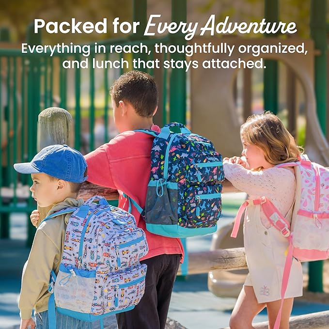 Bentgo Kids Print Backpack - Lightweight 14” Backpack for School, Travel & Daycare, Ideal for Ages 4+, Durable & Water-Resistant, Roomy Interior, & Loop for Lunch Bag (NEW Blooming Floral)