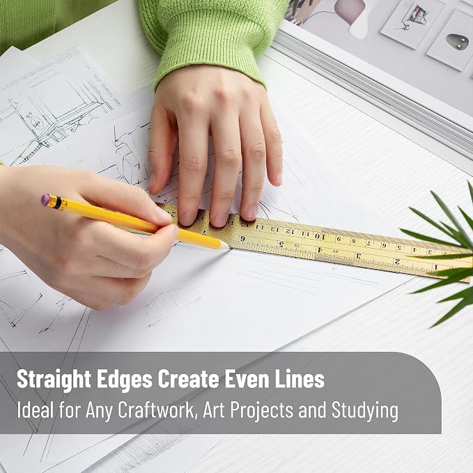Mr. Pen- Metal Straight Edge Ruler, 2 Pack, 6" and 12", Gold