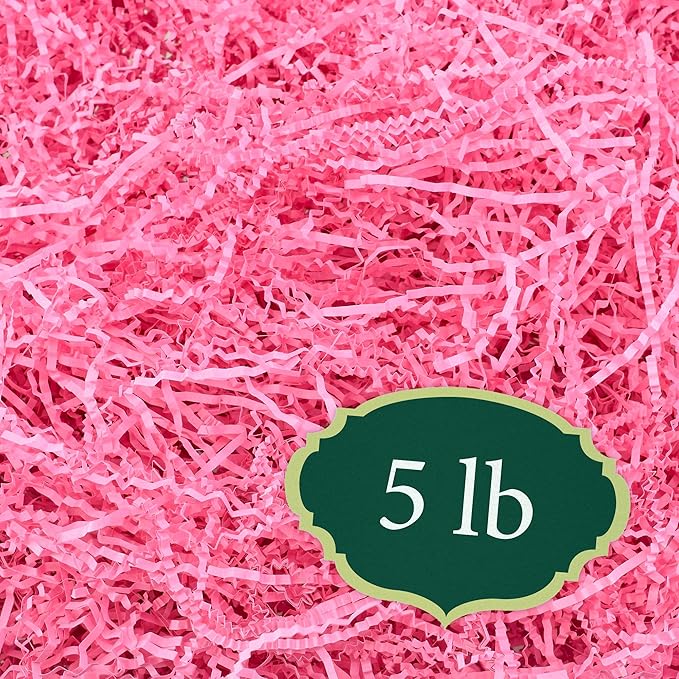 Arcadia Garden Products 5 lbs - Pink Crinkle Shredded Color Paper Filler Box Stuffing for Gift Wrapping & Crafts, Basket Filling, Confetti, Packaging & Shipping - RPC05PK