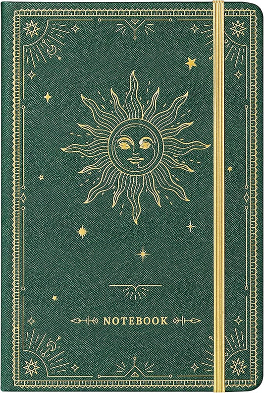 Artfan Ruled Notebook/Journal – Premium Thick Paper Faux Leather Classic Writing Notebook with Pocket + Page Dividers Gifts, Banded, Large, 144 Pages, Hard Cover, Lined (5.8 x 8.4) - Dark Green
