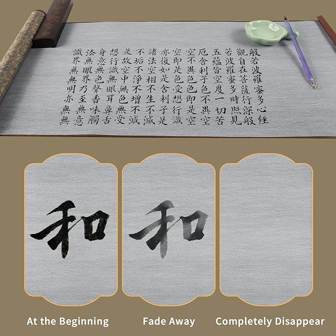 Magic Canvas Paint with Water,Reusable Calligraphy Cloth, Water Writing Cloth Scroll for Students Beginners Drawing Practice, No Ink or Paper Waste, Mess-Free Painting Activity (Green)