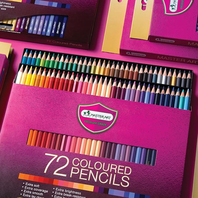 MASTERART Colored Pencils 72 Colors for Kids and Adults Coloring, Free Sharpener in the box
