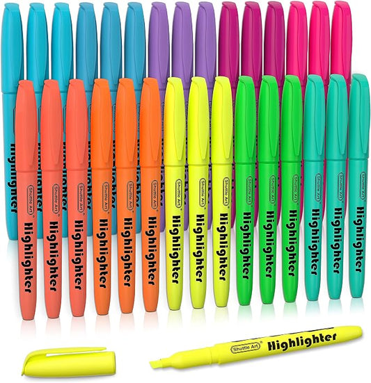 Shuttle Art Highlighters, 30 Pack Highlighters Assorted Colors, 10 Colors Chisel Tip Dry-Quickly Non-Toxic Highlighter Markers for Adults Students Highlighting in Home School Office