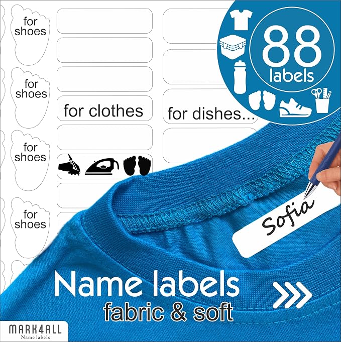 Fabric Labels For Clothes Washable, Daycare Labels Tags Clothing Kids Waterproof For Camp Name Tags, Personalized All Purpose Children Labeling Toddler Name Cloth For School Supplies Kid Baby Stickers