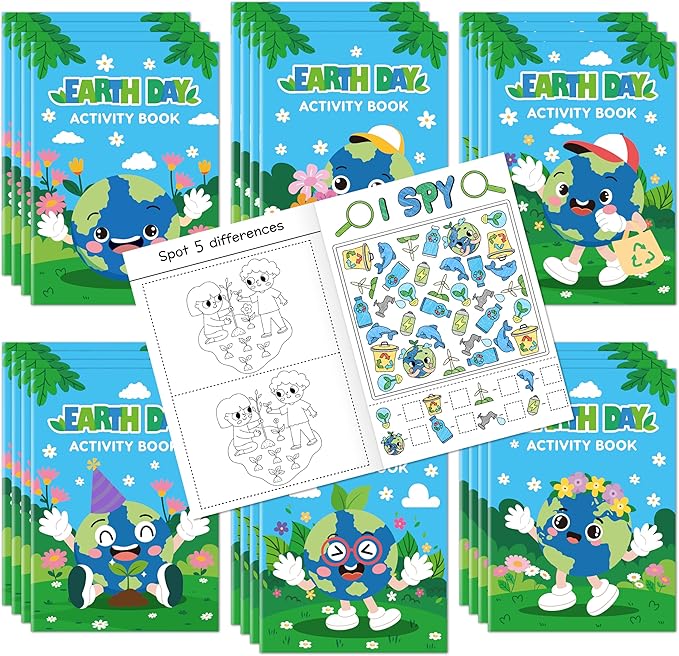 JAPBOR Earth Day Activity Coloring Books - Mini Save The Earth Activities Color Book Bulk for Party Favors, World Environment Day Small Colouring Pages for Gifts Giveaways Class Painting Games