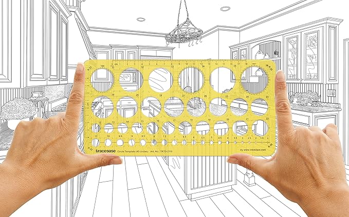 Traceease Geometric Drafting Circle Template Drawing Stencil, Designing Template Measuring Ruler