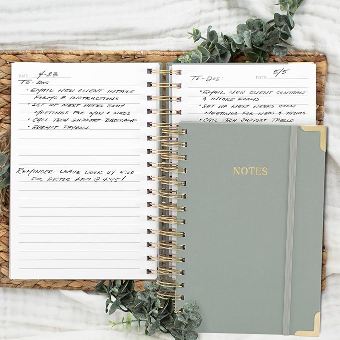 Aesthetic Thick Spiral Notebook Journal For Women in A5 Format - Modern Linen Hardcover College Ruled Note Book With 220 Lined Pages - Perfect For Writing And Staying Organized at Work or Schoo