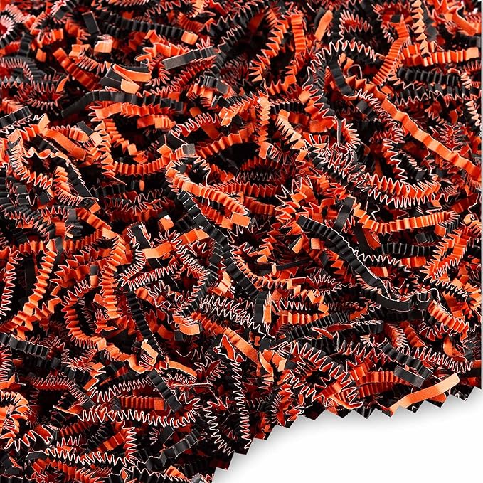 FRILLZ Crinkle Cut Paper Shred Filler for Baskets, Gifts, Packing and Protecting your Tailgating, Fall Festival, Birthday and other events (2 pound, Halloween Mix)