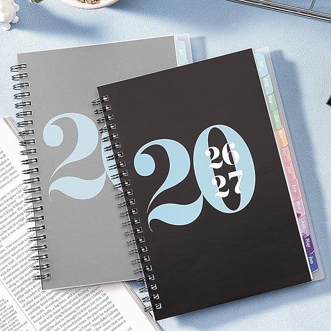 Planner 2026-2027- Academic Planner 2026-2027, JUL.2026 - JUN.2027, 6.4" x 8.3", 2026-27 Calendar Planner, Weekly and Monthly with Waterproof PVC Cover, Colorful Tabs, Spiral Bound, Student Teacher Organizer - Black