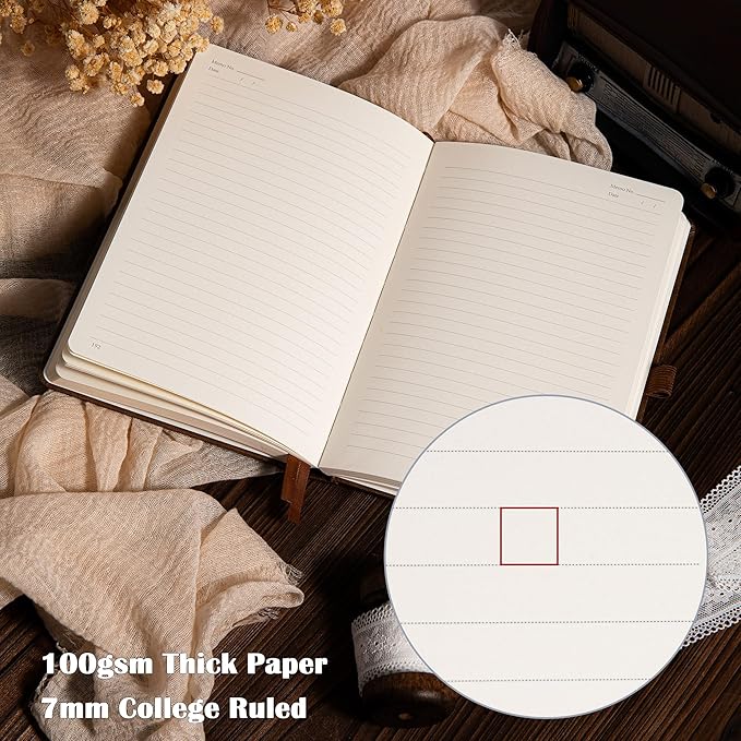 MGGAO Lined Journal Notebook for Women Men, Journals for Writing, A5 Aesthetic College Ruled Notebook for Work, Travel, School,318 Numbered Pages, 5.8”x8.4”