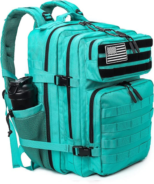 LHI Military Tactical Backpack for Men and Women 45L Army 3 Days Assault Pack Bag Large Rucksack with Molle System - Lake Blue