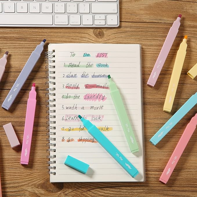 Mr. Pen- Aesthetic Highlighters No Bleed, 10 Pack, Pastel Colors, Chisel Tip, Cute Highlighters Assorted Colors for Journaling, Highlighting, Underlining, Fast Dry, Back to School Supplies