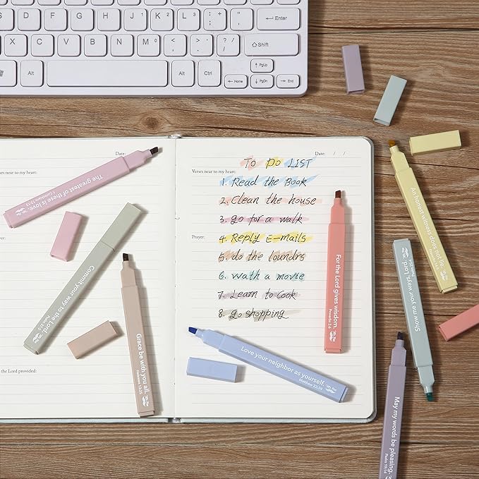 Mr. Pen- Bible Highlighters with Color-Coding System, 8 Pack, Soft Chisel Tip, Aesthetic Highlighters Assorted Colors, Fast Drying Bible Markers No Bleed Through for Journaling and Underlining