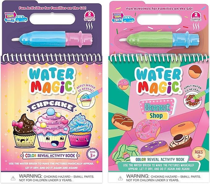 Water Magic (Cupcake & Donut) - Patented Gourmet Scented Reusable Water Reveal Coloring Book for Kids – Mess Free with Water Activity, Scented Water Pen, Travel Coloring Toy for Toddlers Ages 3-8