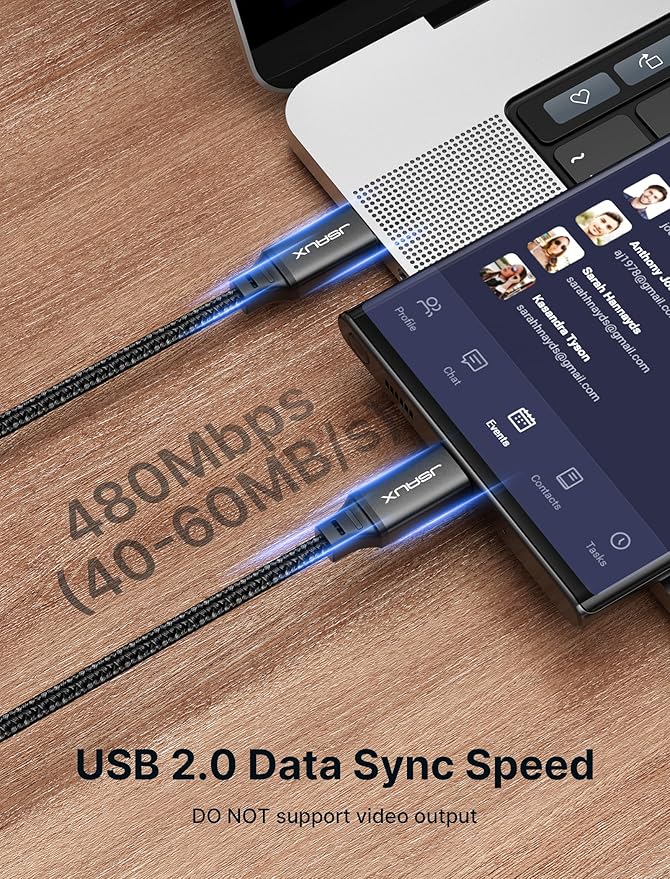 JSAUX 100W USB C to USB C Cable [2-Pack 3.3FT], Type C Fast Charging Cord for iPhone Air/iPhone 17/iPhone 17 Pro/iPhone 17 Pro Max, iPhone 16/15 Series, Galaxy S/Note Series, MacBook, iPad - Black