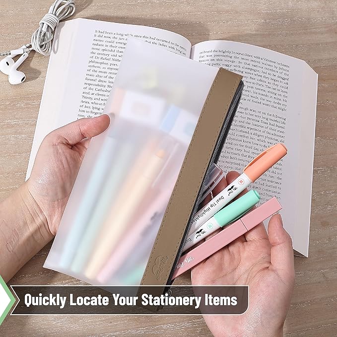 Mr. Pen- Clear Pencil Pouch, 8.50"x4.25", 6 Pack, Durable TPU Material, Medium Water-Resistant Pencil Bags with Smooth Zipper, Multipurpose Clear Pouch for Stationery, School, Office, Travel Supplies
