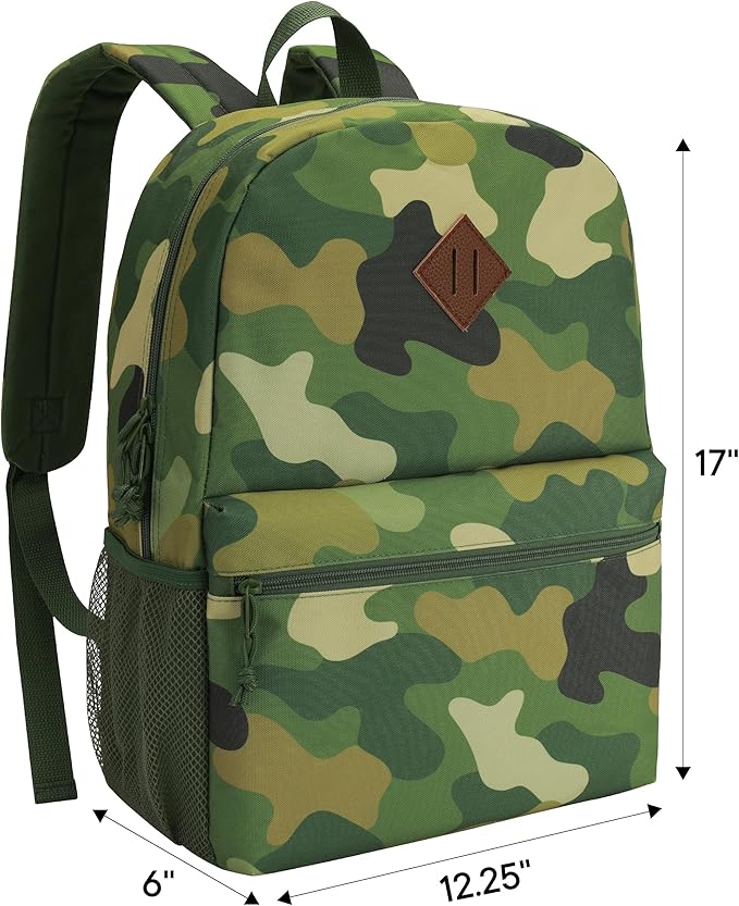 12-Pack 17" Bulk Backpacks for Middle School Students, Bookbags in 6 Assorted Prints, Durable School Backpacks for School Drives, Donations, and Giveaways