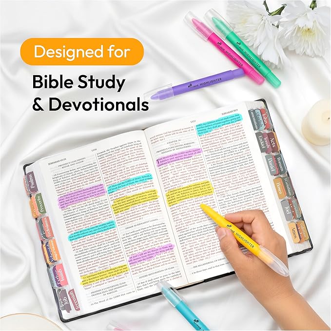 10 Pack Bible Safe Highlighters - Assorted Colors Gel Highlighters, No Bleed, Bible Markers for Journaling, Study Accessories and School Supplies