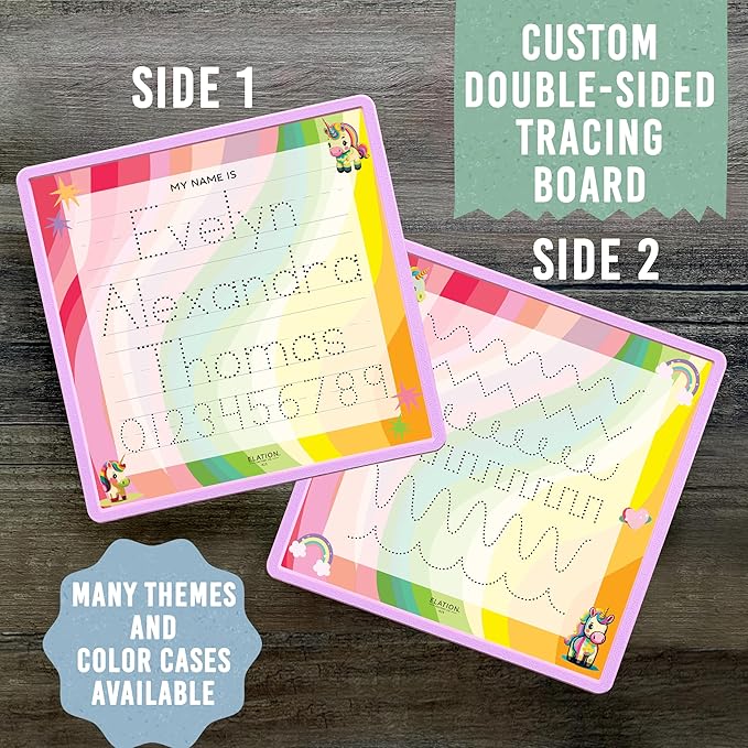 Kid's Name Tracing Board | Dry Erase Letter Tracing | Reusable Writing Practice Board | Personalized | Baby Unicorn Theme