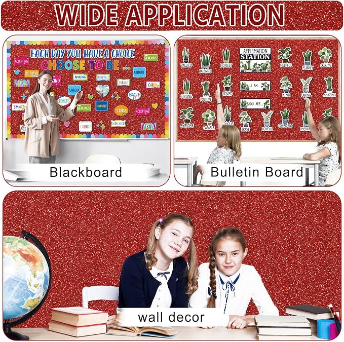 Glitter Red Bulletin Board Roll Non-Woven Fabric Poster 15.7" x20ft
