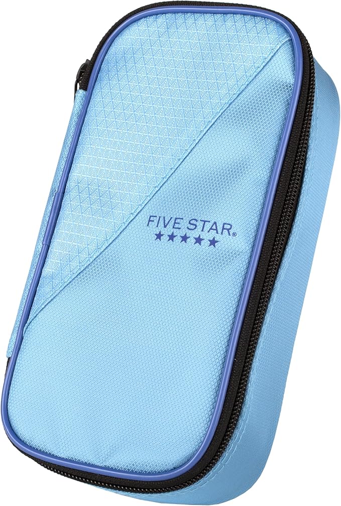 Five Star Pencil Pouch, Pen Case, High-Capacity Zipper Pouch, Storage Organizer for School Supplies Earbuds Chargers Cables Makeup, Blue/Denim (500212F-ECM) (Pack of 12)