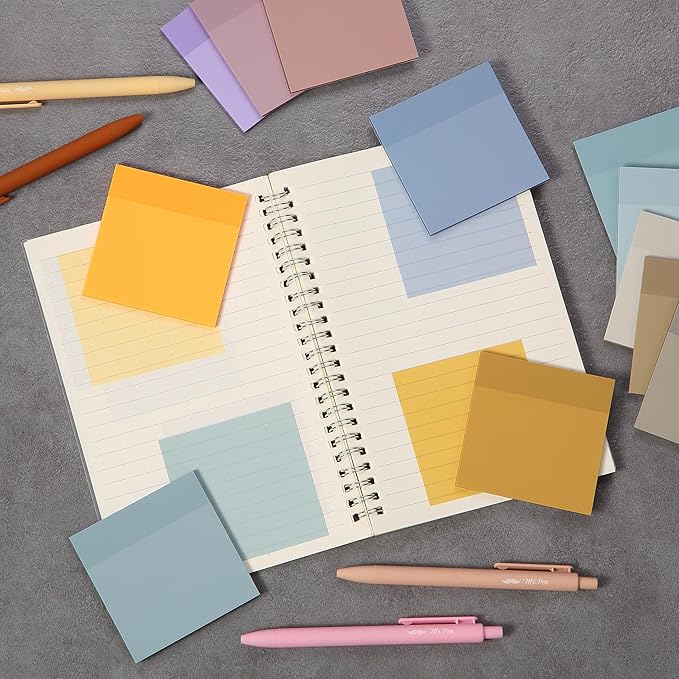 Mr. Pen- Transparent Sticky Notes, 3" x 3", 12 Pads, 600 Sheets, See Through Self-Adhesive Notes for Bible Journaling and Studying, Water-Resistant, Easy to Peel, Clean Removal