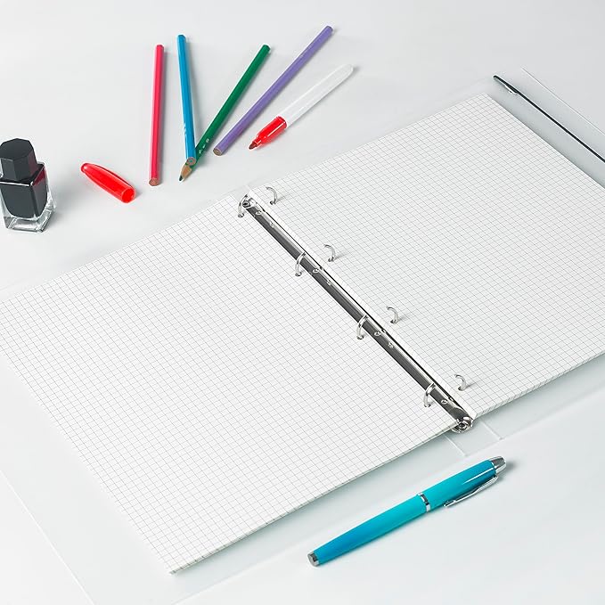 A4 Grid Paper 290x210mm - 135 Sheets 5mm Graph Paper Refill - 4-Hole Punch for A4 4-Ring Binders & Lever Arch Files - 100GSM for Notes, Technical Drawing & Bullet Journals