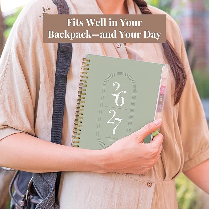 Rileys Academic Planner 2026-2027, Daily, Weekly & Monthly Planner, July 2026 - June 2027, Student Notes Pages, Twin-Wire Binding, Weekly Agenda for School & Work (8 x 6-Inches, Green)