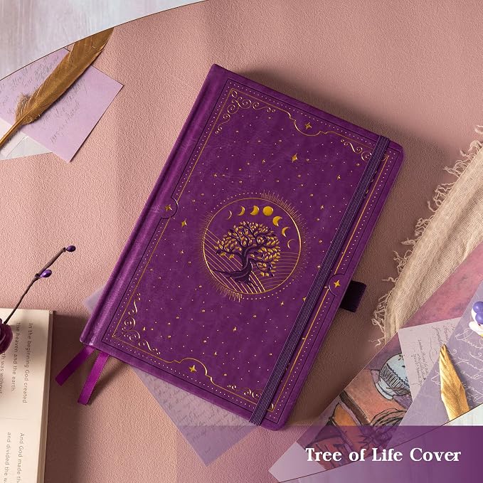 TIEFOSSI Tree of Life Journal, A5 Lined Journal for Women Men, Aesthetic Notebook with 316 Numbered Pages, Hardcover Vegan Leather Journals with Bookmark, 100 GSM Thick Paper