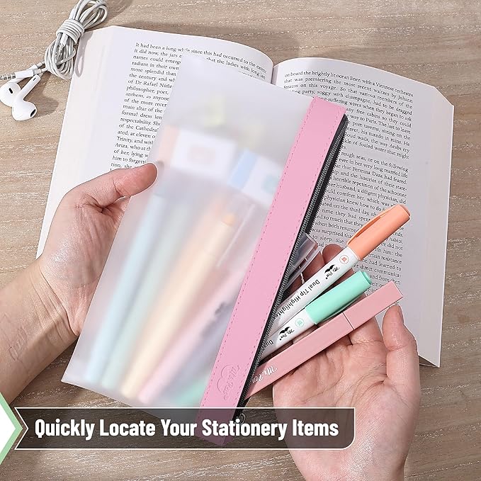 Mr. Pen- Clear Pencil Pouch, 8.50"x4.25", 6 Pack, Durable TPU Material, Medium Water-Resistant Pencil Bags with Smooth Zipper, Multipurpose Clear Pouch for Stationery, School, Office, Travel Supplies