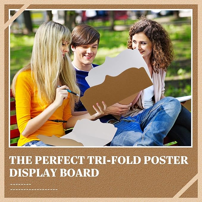 Censen 30 Pcs Trifold Poster Board 12 x 20 Inch Trifold Display Board Science Fair Display Boards Small White Corrugated Posterboard Project Boards Presentation for Science Fair School Business Office