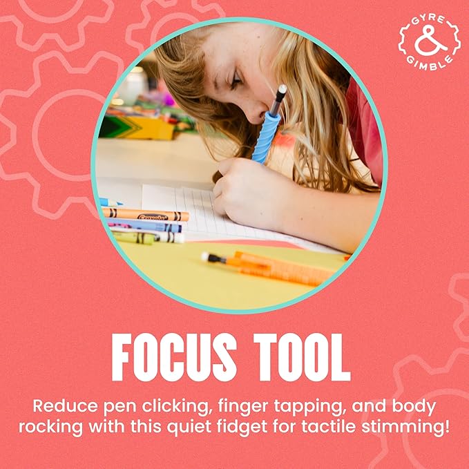 Gyre & Gimble Pencil Gidgets – Textured Silicone Pencil Sleeve for Quiet Fidgeting – Transform Your Mechanical Pencil into a Sensory ADHD Tool for Kids and Adults – 4 Sleeves & 2 Pencils