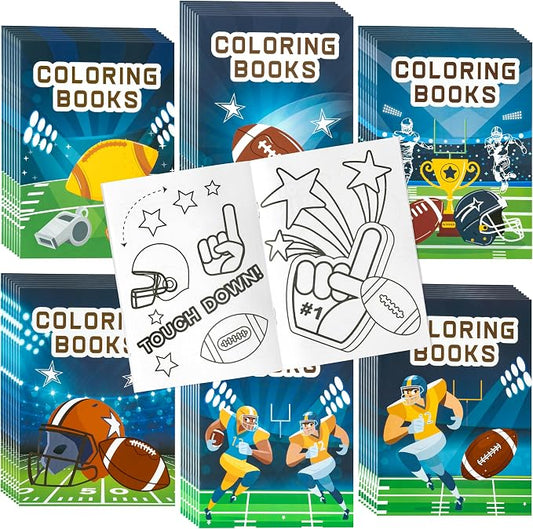 Dvbonike 48Pcs Football Coloring Books Sport Themed DIY Color-in Pages | Football Helmet Glove Trophy, Drawing Booklet Bulk, Party Favors, Gifts, Classroom Reward, School Supplies, Art Activity