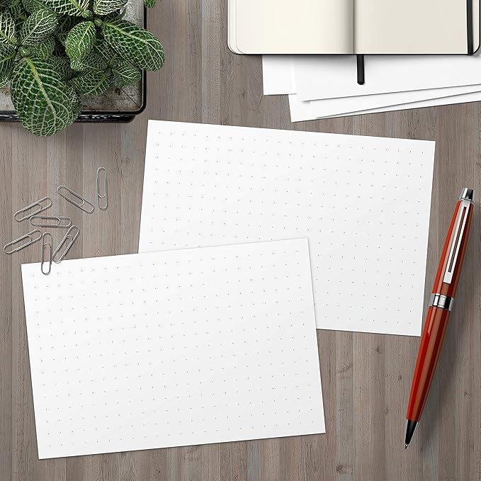 321Done Dot Grid Index Cards, Dot Pattern - Made in USA - Large 4x6 (Set of 50) Dot Bullet 0.25 Double-Sided Planner Journal, Planning Graph Ruled Thick Heavy Duty Cardstock, 1/4 inch, White