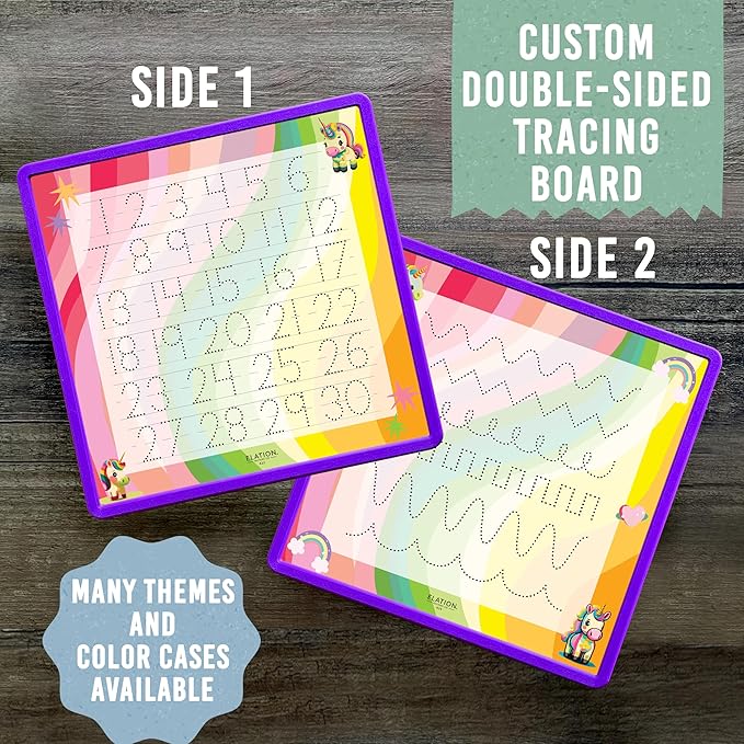 Kid's Name Tracing Board | Dry Erase Letter Tracing | Reusable Writing Practice Board | Personalized | Baby Unicorn Theme