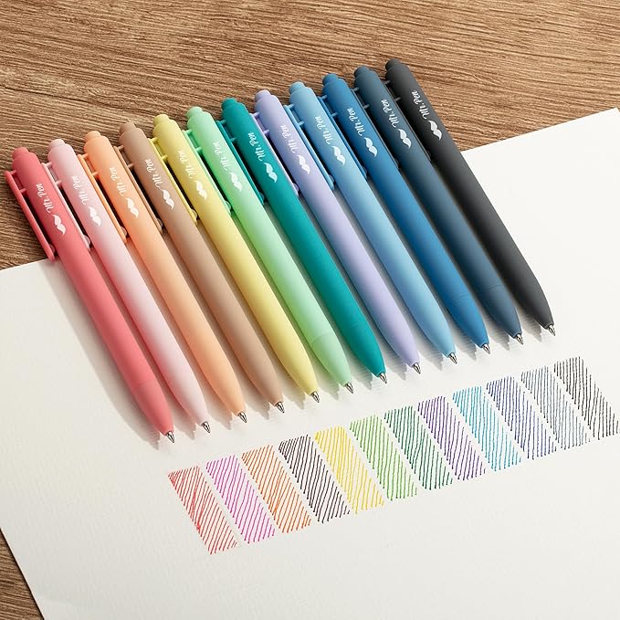 Mr. Pen- Retractable Gel Pens, 12 Pack, Colorful Ink, Fine Point 0.7mm, Fast Dry, Smooth Writing, Cute Pens for Drawing, Writing Planner and School Supplies