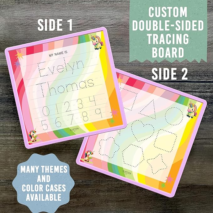 Kid's Name Tracing Board | Dry Erase Letter Tracing | Reusable Writing Practice Board | Personalized | Baby Unicorn Theme