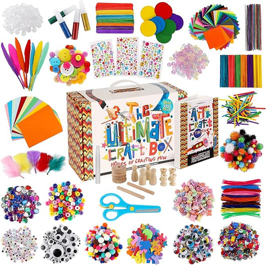 A&R CO. 3000+ Pcs Arts and Crafts Supplies & Materials for Kids - Ultimate Bulk Craft Kit for Boys & Girls with 99 Activities Book for Ages 3-5, 4-6, 6-8, 8-12