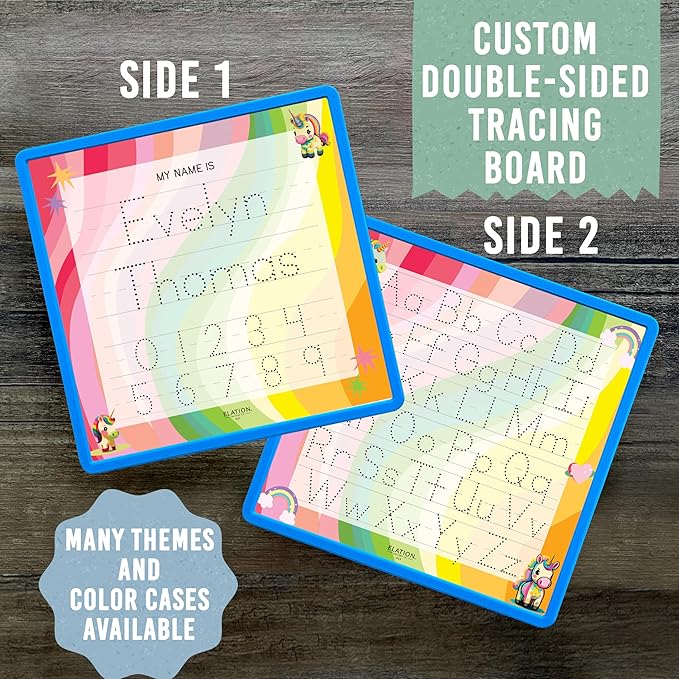 Kid's Name Tracing Board | Dry Erase Letter Tracing | Reusable Writing Practice Board | Personalized | Baby Unicorn Theme